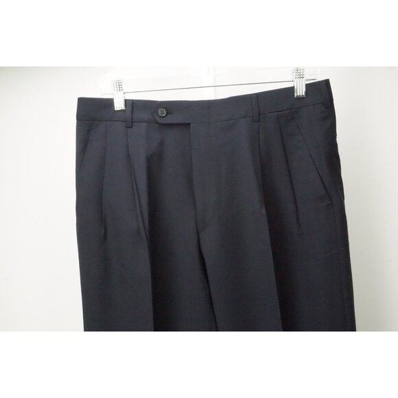 Burberry London Dark Blue S100s Wool Mens Pants Trousers Sz 48 EU NEW